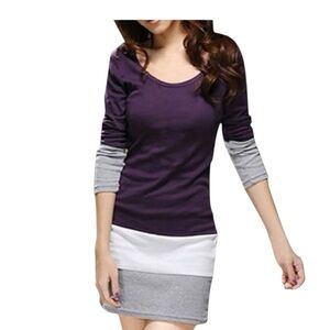 🔴 Purple and Gray Colorblock Dress